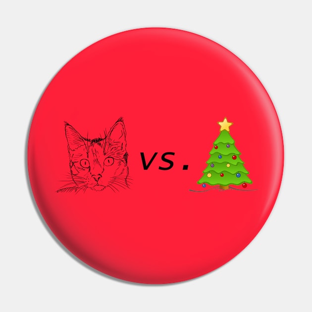 Cat vs. Christmas Tree Pin by catpurrs