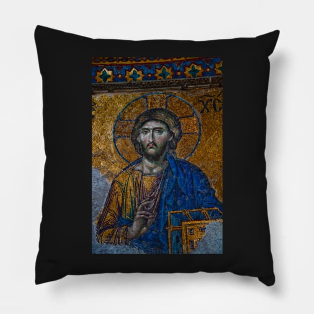 Turkey. Istanbul. Hagia Sophia. Deësis mosaic. Detail. Pillow by vadim19