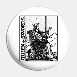 Queen of Swords Tarot Card Rider Waite Black and White Pin