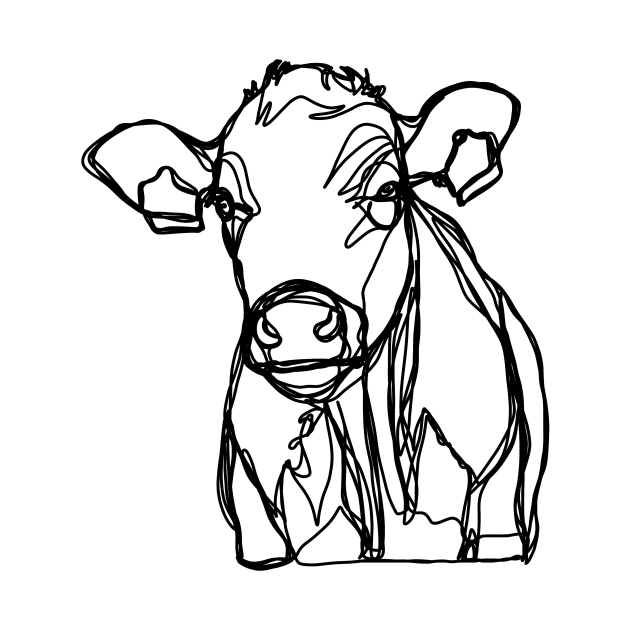 baby cow calf line art black by Carijn