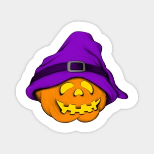 Slouchy Hat Halloween Pumpkin Color Sketch Magnet