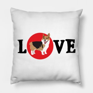 Tri color corgi dog LOVE t-shirt Pillow