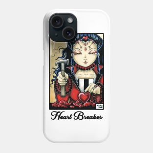 Queen of Hearts - Quote - Heart Breaker - Black Outlined Version Phone Case