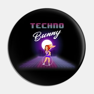 Techno Bunny Hula Hoop Bunny 80s Style Pin