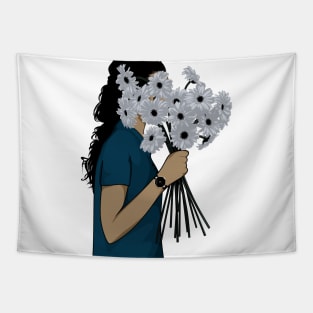 Girl with flowers Tapestry