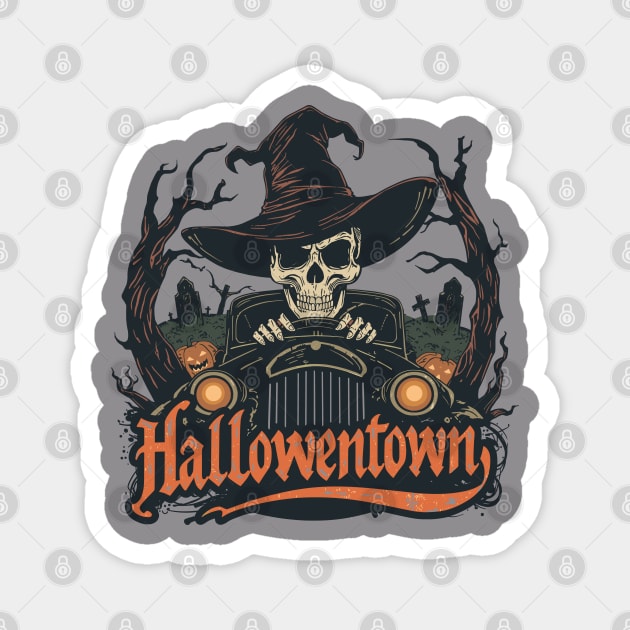 Halloweentown-Ghostly-Taxi-in-Halloweentown Magnet by JessArty