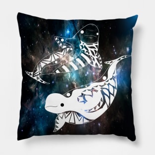 beluga whale pattern in space ecopop Pillow