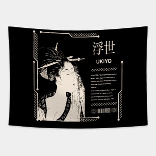 Japanese Retro Saying Ukiyo-e Vintage Geisha Traditional Kanji Character 643 Tapestry