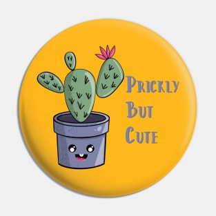 Prickly But Cute Kawaii Cactus in Blue Pot Pin