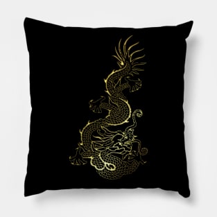 Golden Chinese Dragon Pillow