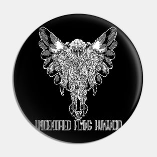 Unidentified Flying Humanoid Mothman Phantom Retro Scary Bird Man Owlman Pin