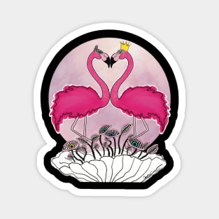 Pink flamingos in the flower Magnet