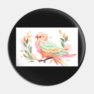 Whimsical and Cute Watercolor Bird Pin