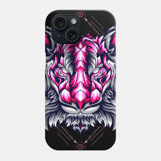 tiger head front crest retro Phone Case by SHINIGAMII