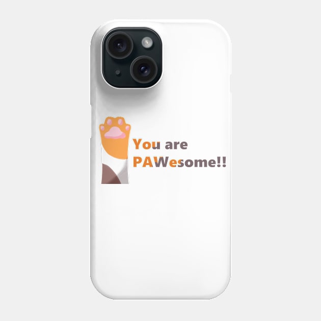 PAWesome Orange Striped Paw Phone Case by ArtsyStormy