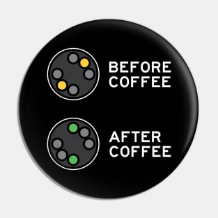 Railfan Railroad Signals Before Coffee After Coffee Pin