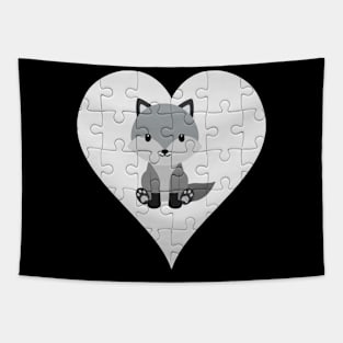 Jigsaw  Wolf Heart Design - Wild Animal Wolf Tapestry