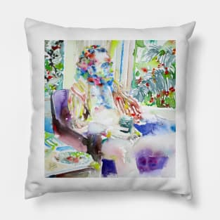 CHARLES BUKOWSKI watercolor portrait .2 Pillow