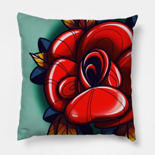 Neotraditional rose Pillow