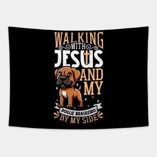 Jesus and dog - Dogue Brasileiro Tapestry