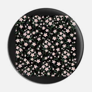 Watercolor Pink Floral Botanical Black Pattern Pin