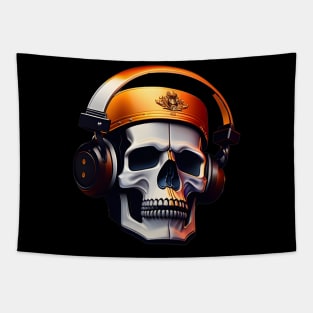 Skull With Headphones Tapestry