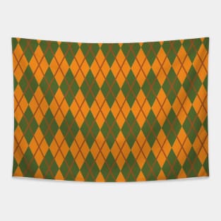 Dark Orange & Dark Olive Argyle Tapestry