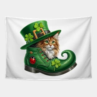Maine Coon Cat Shoes For Patricks Day Tapestry