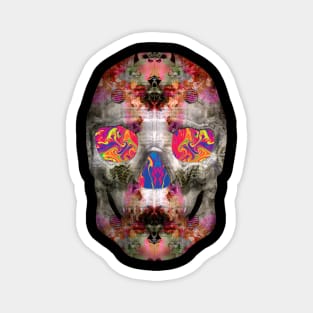 Funky Floral Skull Magnet