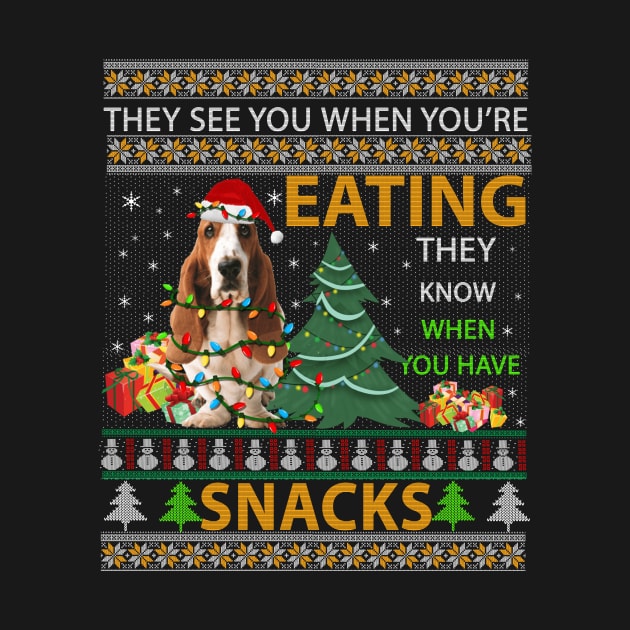 Basset Hound Ugly Christmas They See You're Eating Xmas Gift by Sinclairmccallsavd