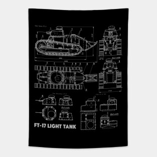 FT-17 Light Tank - WW1 Blueprint Tapestry