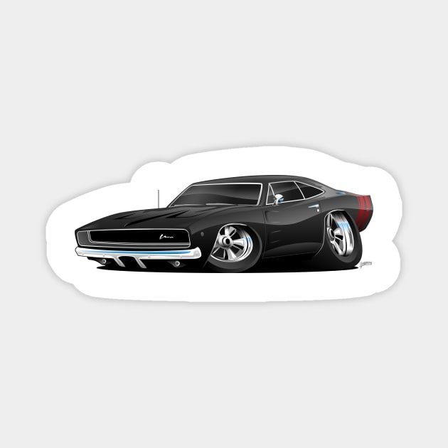 Classic 60’s American Muscle Car Cartoon Magnet by hobrath