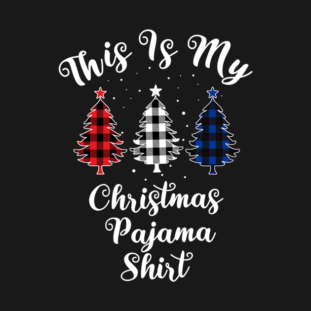 This Is My Christmas Pajama Trees Plaid Red White Blue by Plana