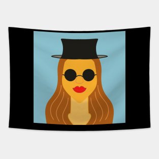 Illustrated girl with a hat Tapestry