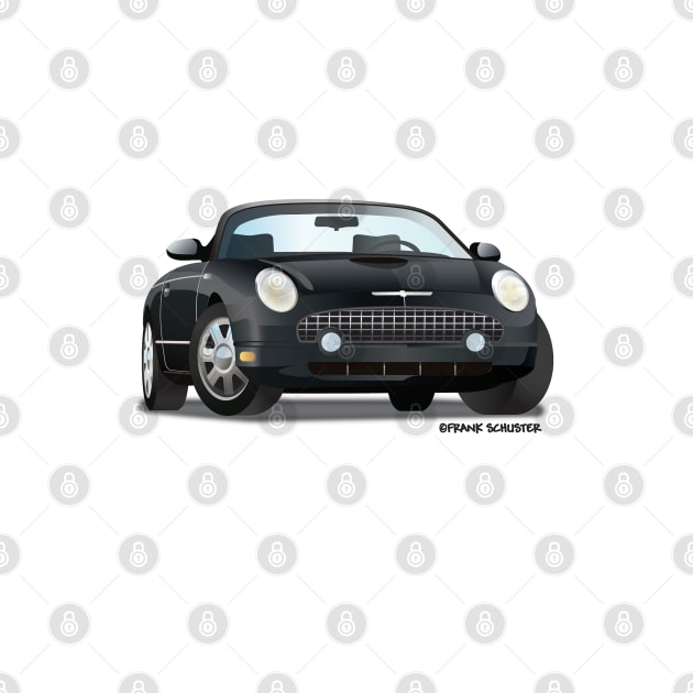 2002-2005 Retro Ford Thunderbird Black on White by PauHanaDesign