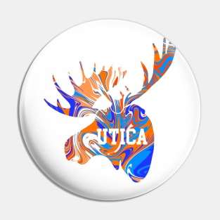 Utica Orange and Blue tie dye moose Pin