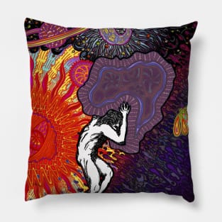 PSYCHEDELIC TRIPPY HORROR VACUI MYTH OF SISYPHUS - full colour Pillow