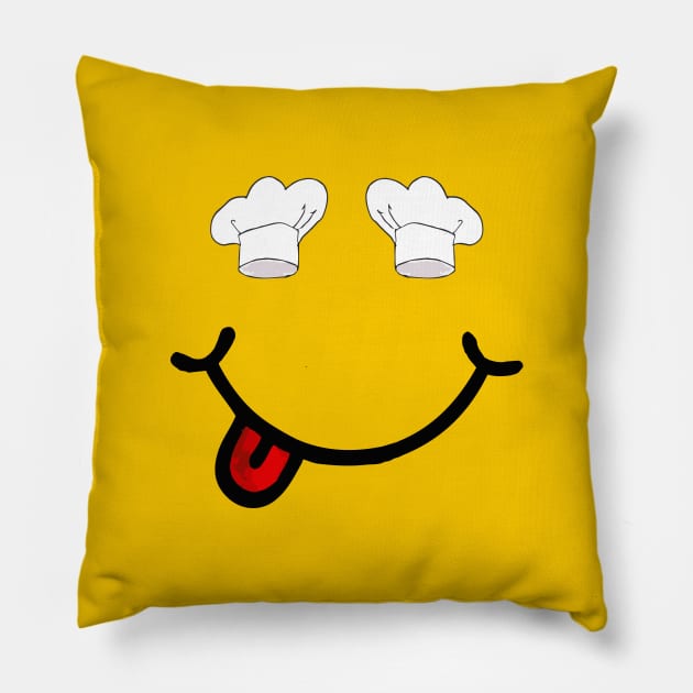 Chef Hats & Smile (in the shape of a face) Pillow by Tilila