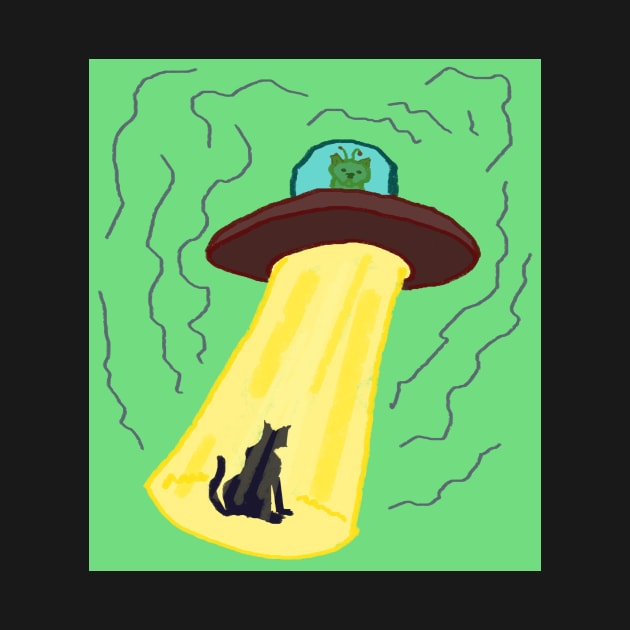 Alien cat abduction by Alien-thang