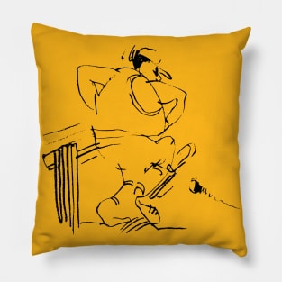 Cricket Player Illustration Pillow