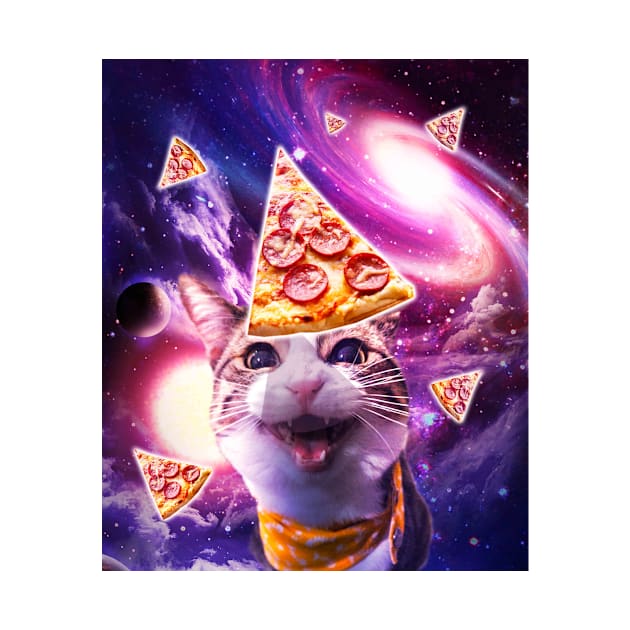 Space Galaxy Cat With Pizza by Random Galaxy