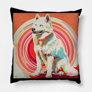 Retro Eskimo Dog: Pastel Pup Revival Pillow