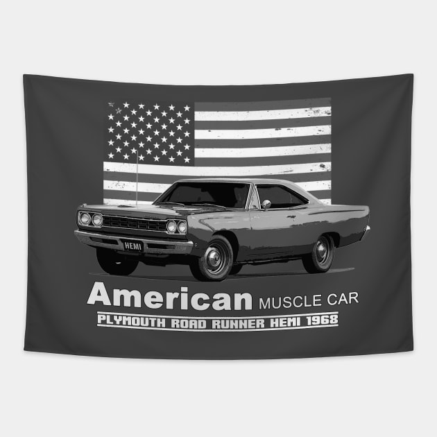 Plymouth Road Runner American Muscle Car 60s 70s Old is Gold Tapestry by Jose Luiz Filho