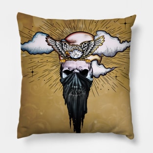 Skull with eagle Pillow