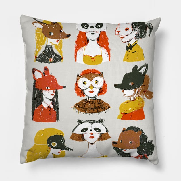 Masquerade Pillow by Marianna Raskin