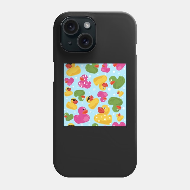 Colourful Rubber Ducks and Soap Bubbles Repeat Pattern Phone Case by NattyDesigns