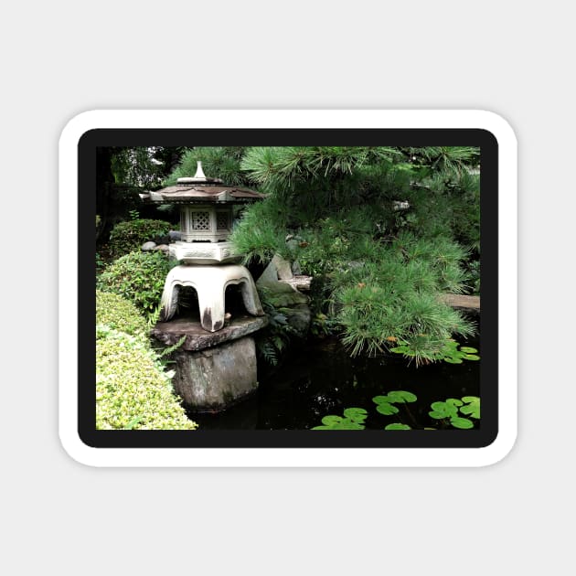 Stone Lantern and Japanese Garden Pond Magnet by kansaikate