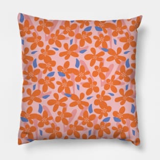 Orange Tone Flower Print 1 Pillow