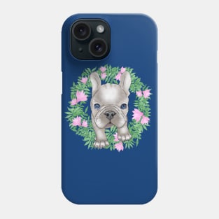 French Bulldog Puppy with flower wreath Phone Case