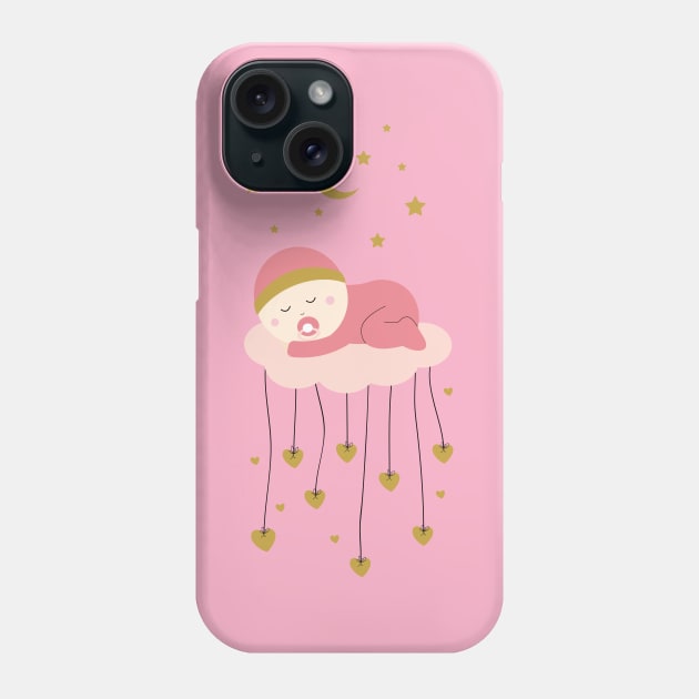 Baby girl and stars Phone Case by grafart